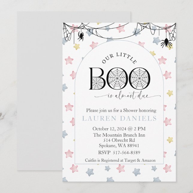 Invitation Notre Petit Boo est presque dû Halloween Baby (Devant / Derrière)