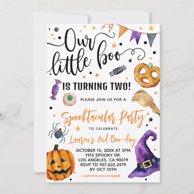 Invitation Notre petit Boo Halloween 2e anniversaire (Devant)