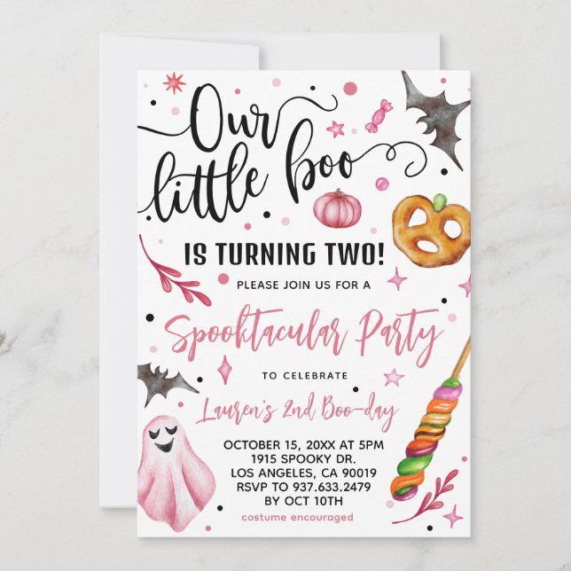 Invitation Notre petit Boo Halloween 2e anniversaire (Devant)
