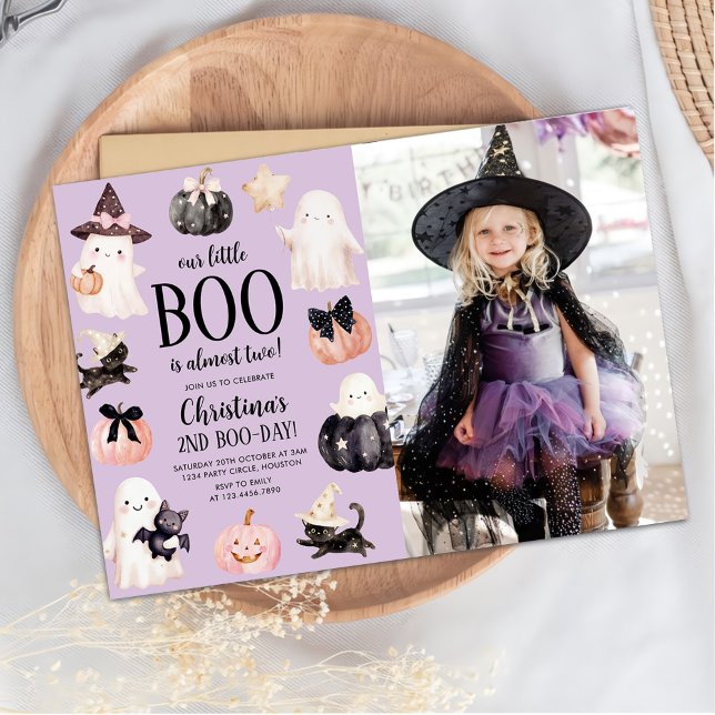 Invitation Notre petit Boo Halloween 2e Anniversaire Photo (Créateur téléchargé)