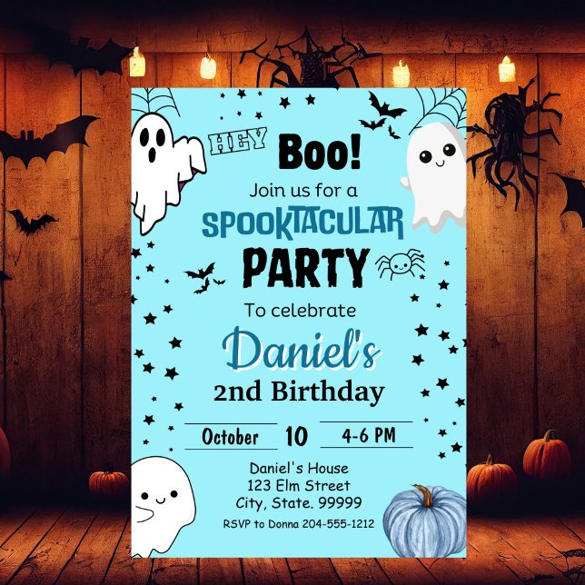 Invitation Notre Petit Boo tourne deux garçons Anniversaire I (Créateur téléchargé)