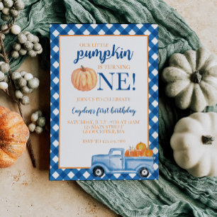Invitation Notre petit camion bleu Citrouille automne premier