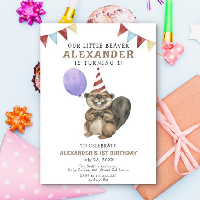 Invitation Notre petit castor fait une fête d'anniversaire (Créateur téléchargé)