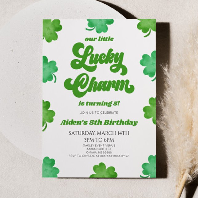Invitation Notre Petit Charme Vert Clover Anniversaire Fête (Créateur téléchargé)