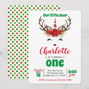 Invitation 'Notre Petit Cher' Petite Rindeer Noël