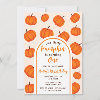 Invitation Notre Petit Citrouille 1er Anniversaire Orange