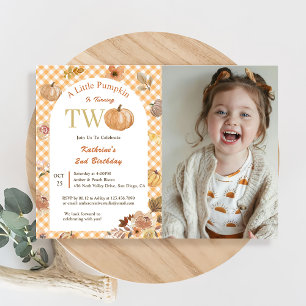 Invitation Notre Petit Citrouille 2e anniversaire Orange Fall