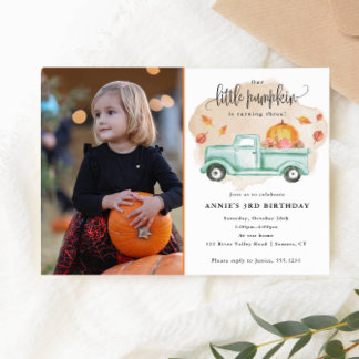 Invitation Notre petit Citrouille Automne Camion Camion d'ann