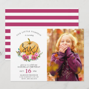 Invitation Notre Petit Citrouille Automne Floral 6e Anniversa