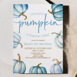 Invitation Notre Petit Citrouille Bleu Blanc Automne Fête d'A