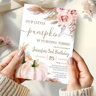 Invitation Notre petit Citrouille   Boho Fall Girl 3e anniver