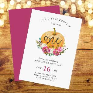 Invitation Notre Petit Citrouille Chute Florale