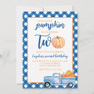Invitation Notre petit Citrouille est Deux camion bleu 2e ann