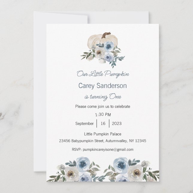 Invitation Notre petit Citrouille est une invitation, 1er ann (Devant)