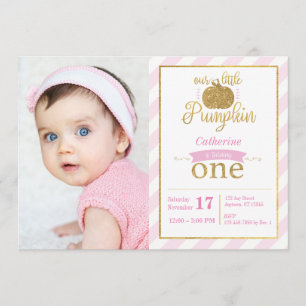 Invitation Notre petit Citrouille Gold/rose photo d'Invitatio