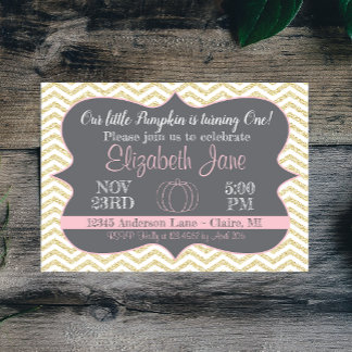 Invitation Notre petit Citrouille Parties scintillant or Invi