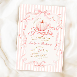 Invitation Notre Petit Citrouille Rose Ruban 1er Anniversaire