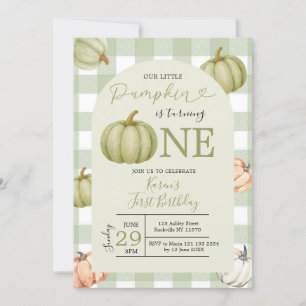 Invitation Notre Petit Citrouille Sage En vichy 1er Anniversa