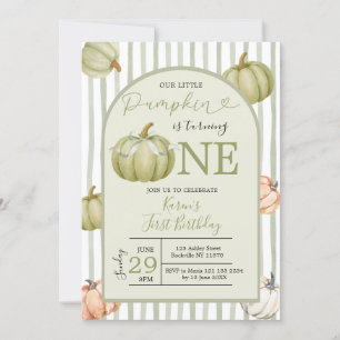 Invitation Notre petit Citrouille Sage Preppy 1er anniversair