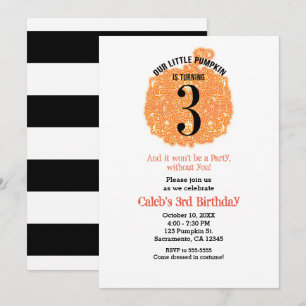 Invitation Notre Petit Citrouille Trois 3ème Fête d'anniversa