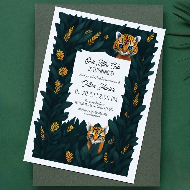 Invitation Notre Petit Club Leopard Jungle Feuille mignon Ann (Créateur téléchargé)