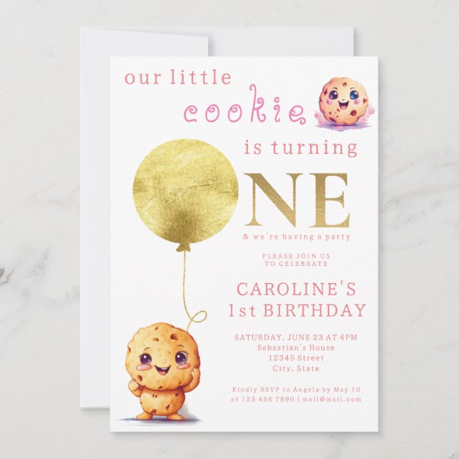 Invitation Notre Petit Cookie Tourne Un Mignet 1Er Anniversai (Devant)