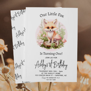 Invitation Notre petit cottagecore renard pour un premier ann