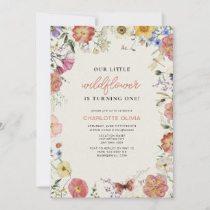 Invitation Notre Petit Fleur sauvage 1er anniversaire Fleurs 