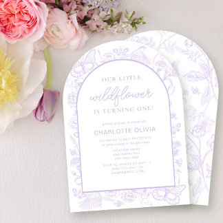 Invitation Notre Petit Fleur sauvage 1er Anniversaire Fleurs 