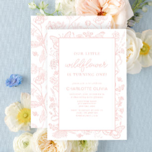 Invitation Notre Petit Fleur sauvage 1er Anniversaire Fleurs 