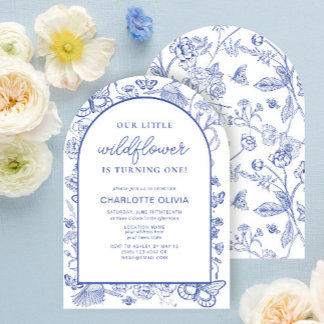 Invitation Notre petit Fleur sauvage 1er anniversaire Françai