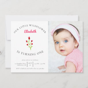 Invitation Notre petit Fleur sauvage 1er anniversaire Photo f