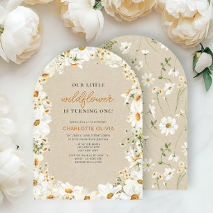 Invitation Notre Petit Fleur sauvage Vintage Daisy 1er Annive