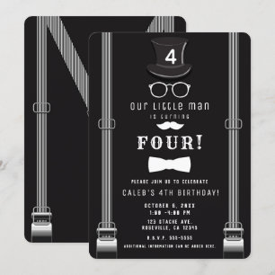 Invitation Notre petit homme hipster Suspendants fête d'anniv