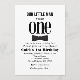 Invitation Notre petit homme premier 1er anniversaire nœud pa