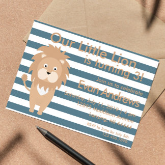 Invitation Notre petit lion, Anniversaire du Lion, anniversai