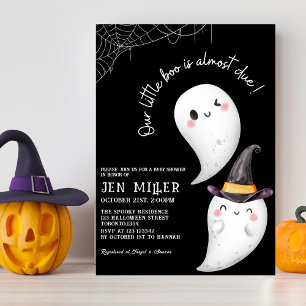 Invitation Notre petit livre est presque dû baby shower d'Hal