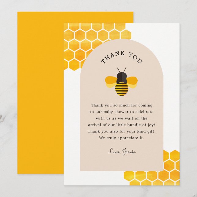 Invitation Notre petit Merci de la fête des abeilles au miel (Devant / Derrière)
