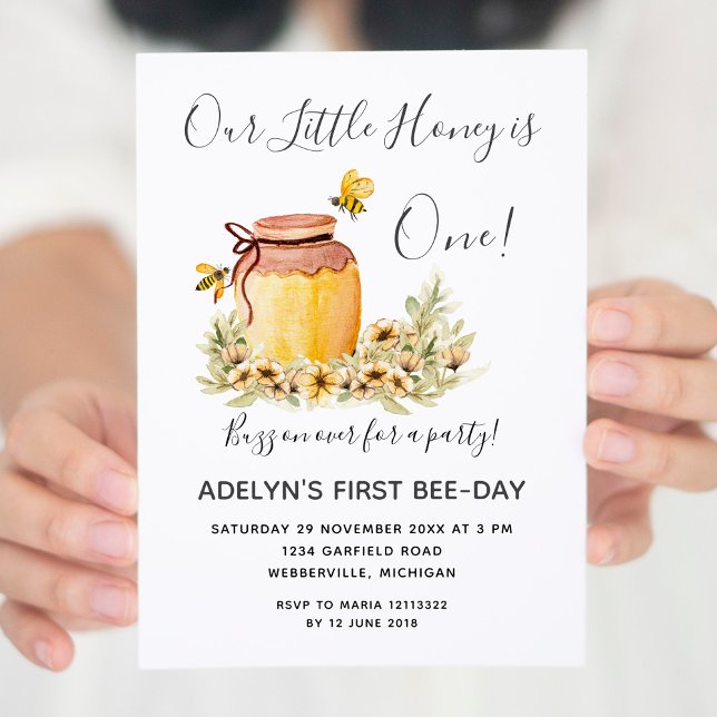 Invitation Notre petit Miel Abeille Premier Anniversaire (Créateur téléchargé)