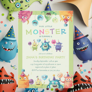 Invitation Notre petit monstre   Trois monstres colorés