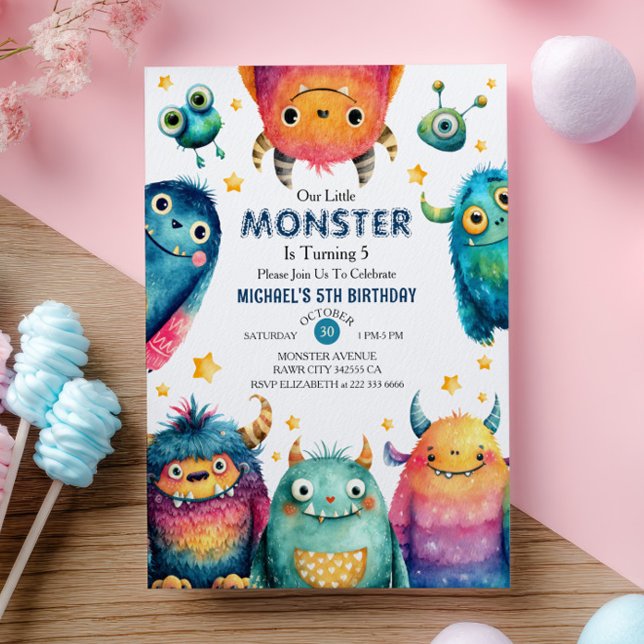 Invitation Notre Petit Monstre Whimsical Kids Birthday Party (Créateur téléchargé)