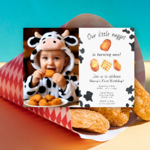 Invitation Notre petit nugget a un an Fête d'anniversaire pou