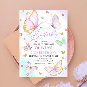 Invitation Notre Petit Papillon Pastel Rainbow Girl Anniversa