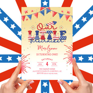 Invitation Notre Petit Pétard Jaune 1ère Fête d'Anniversaire