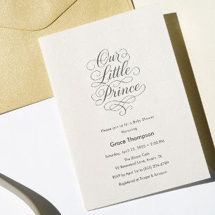 Invitation Notre Petit Prince Bébé Crème Minimal Script