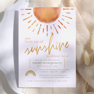 Invitation Notre petit rayon de soleil Baby Shower Bohème pou