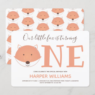 Invitation Notre petit renard devient un premier anniversaire