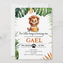 Invitation Notre petit roi Lion Couronne 1er anniversaire