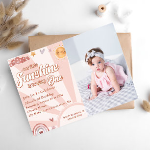 Invitation Notre petit soleil 1er anniversaire Rainbow Photo