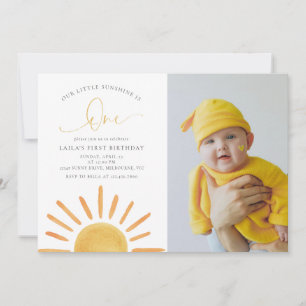 Invitation Notre petit soleil a UN an, photo d'anniversaire 1